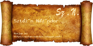 Sztán Nándor névjegykártya