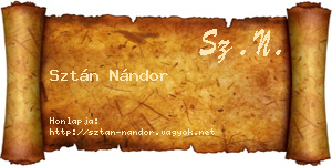 Sztán Nándor névjegykártya